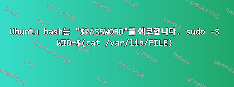 Ubuntu bash는 "$PASSWORD"를 에코합니다. sudo -S WID=$(cat /var/lib/FILE)