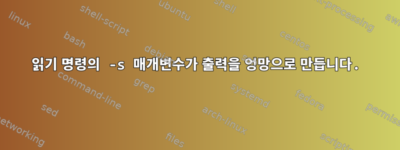 읽기 명령의 -s 매개변수가 출력을 엉망으로 만듭니다.