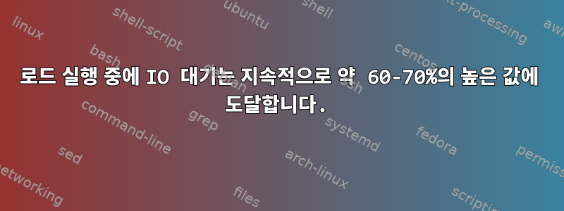 로드 실행 중에 IO 대기는 지속적으로 약 60-70%의 높은 값에 도달합니다.