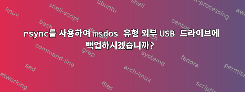 rsync를 사용하여 msdos 유형 외부 USB 드라이브에 백업하시겠습니까?