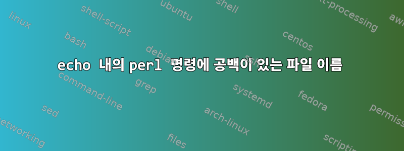 echo 내의 perl 명령에 공백이 있는 파일 이름