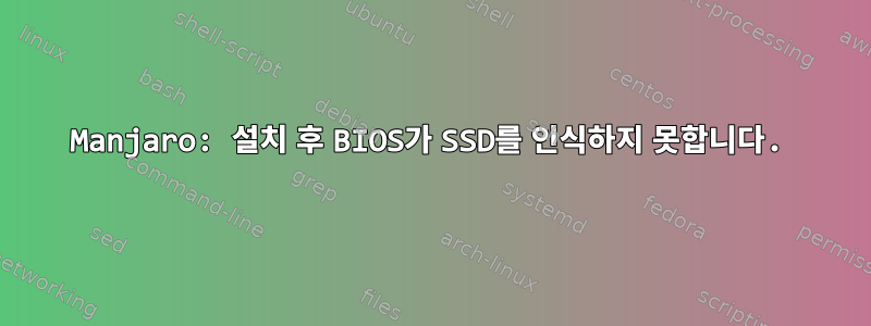 Manjaro: 설치 후 BIOS가 SSD를 인식하지 못합니다.