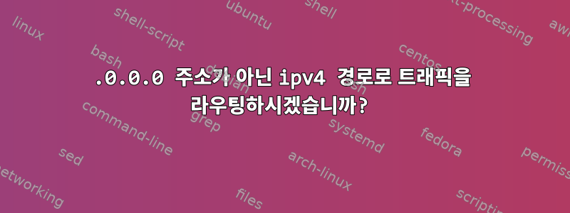 0.0.0.0 주소가 아닌 ipv4 경로로 트래픽을 라우팅하시겠습니까?