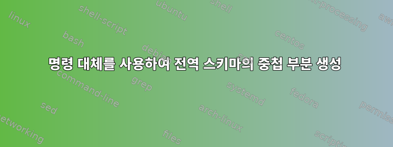 명령 대체를 사용하여 전역 스키마의 중첩 부분 생성