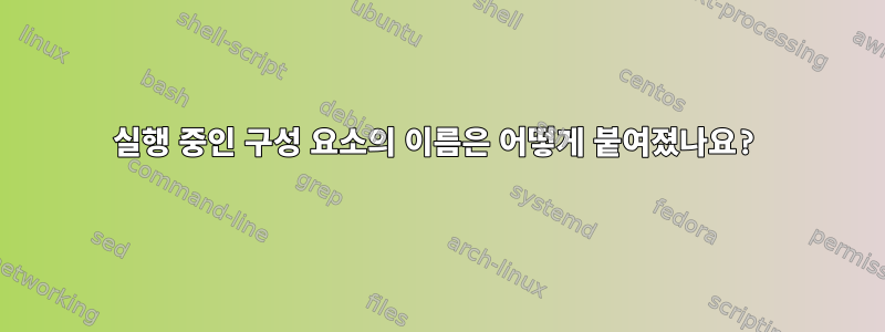 실행 중인 구성 요소의 이름은 어떻게 붙여졌나요?