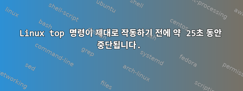 Linux top 명령이 제대로 작동하기 전에 약 25초 동안 중단됩니다.