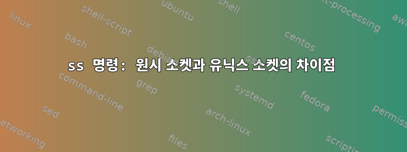 ss 명령: 원시 소켓과 유닉스 소켓의 차이점