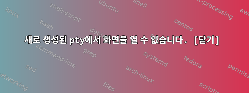 새로 생성된 pty에서 화면을 열 수 없습니다. [닫기]