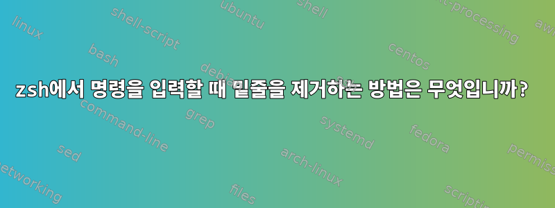 zsh에서 명령을 입력할 때 밑줄을 제거하는 방법은 무엇입니까?