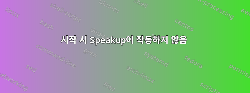 시작 시 Speakup이 작동하지 않음