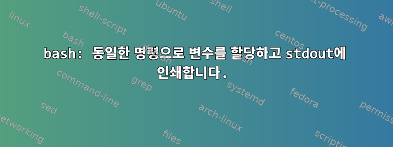 bash: 동일한 명령으로 변수를 할당하고 stdout에 인쇄합니다.