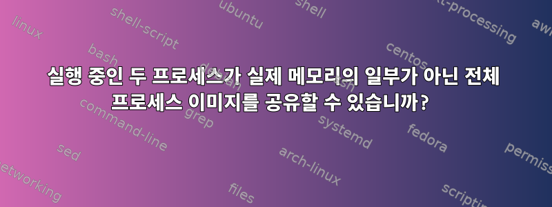 실행 중인 두 프로세스가 실제 메모리의 일부가 아닌 전체 프로세스 이미지를 공유할 수 있습니까?