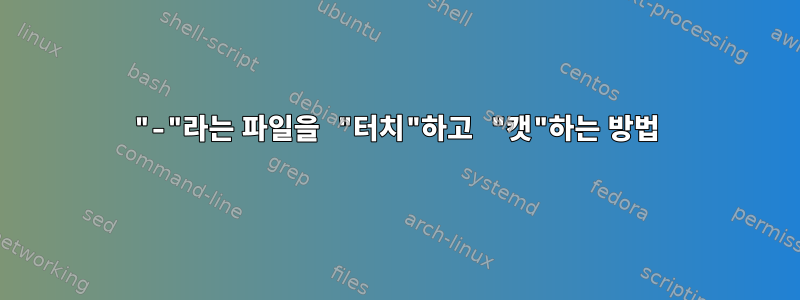 "-"라는 파일을 "터치"하고 "캣"하는 방법