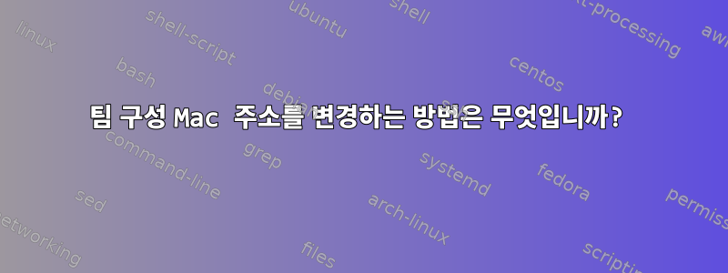 팀 구성 Mac 주소를 변경하는 방법은 무엇입니까?