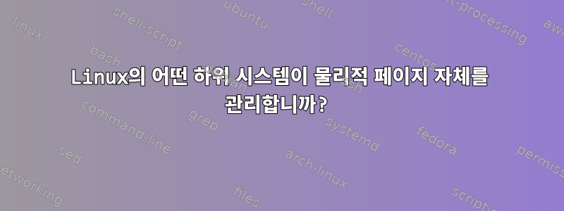 Linux의 어떤 하위 시스템이 물리적 페이지 자체를 관리합니까?