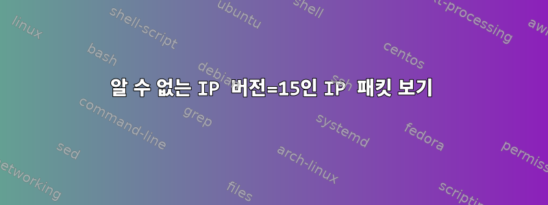 알 수 없는 IP 버전=15인 IP 패킷 보기