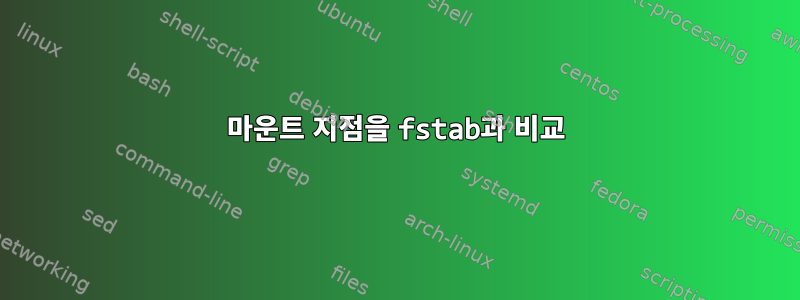 마운트 지점을 fstab과 비교