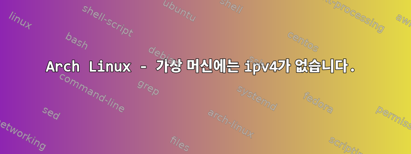 Arch Linux - 가상 머신에는 ipv4가 없습니다.