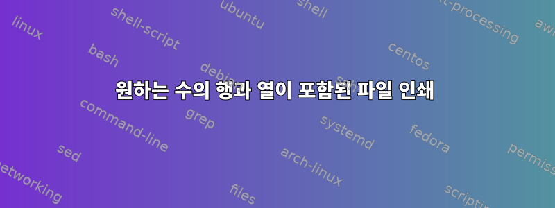 원하는 수의 행과 열이 포함된 파일 인쇄