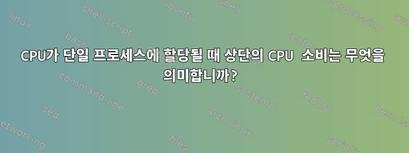 CPU가 단일 프로세스에 할당될 때 상단의 CPU 소비는 무엇을 의미합니까?