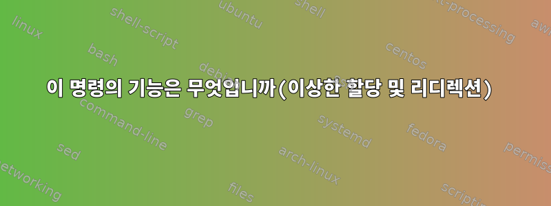 이 명령의 기능은 무엇입니까(이상한 할당 및 리디렉션)