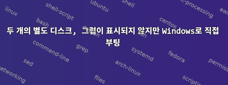 두 개의 별도 디스크, 그럽이 표시되지 않지만 Windows로 직접 부팅