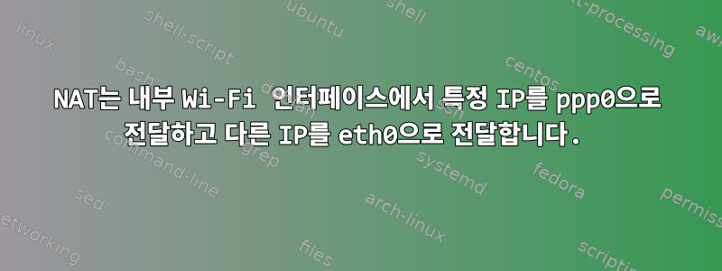 NAT는 내부 Wi-Fi 인터페이스에서 특정 IP를 ppp0으로 전달하고 다른 IP를 eth0으로 전달합니다.