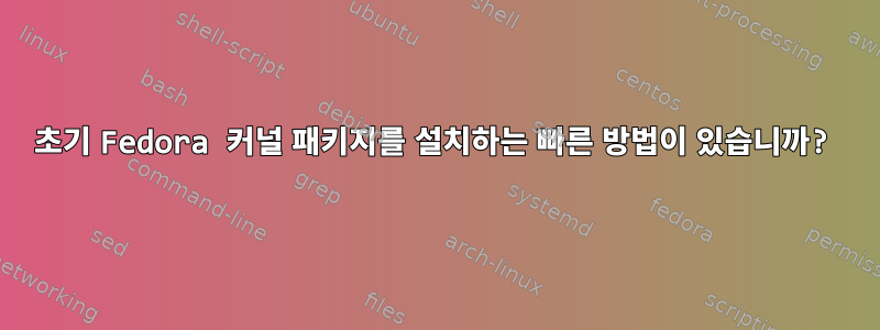 초기 Fedora 커널 패키지를 설치하는 빠른 방법이 있습니까?