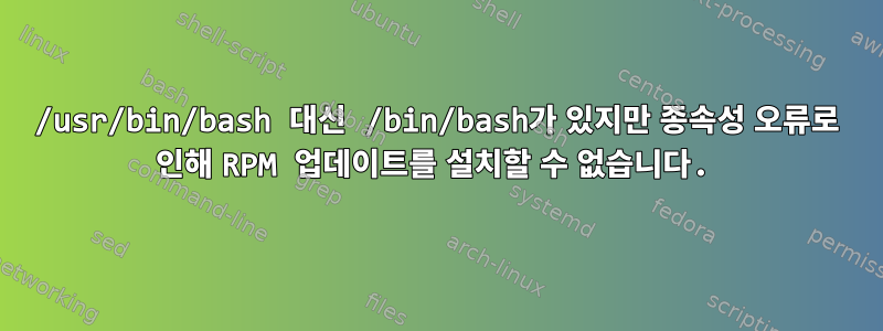 /usr/bin/bash 대신 /bin/bash가 있지만 종속성 오류로 인해 RPM 업데이트를 설치할 수 없습니다.