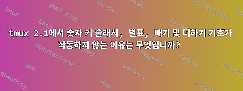 tmux 2.1에서 숫자 키 슬래시, 별표, 빼기 및 더하기 기호가 작동하지 않는 이유는 무엇입니까?