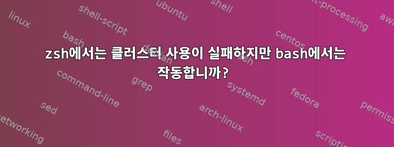 zsh에서는 클러스터 사용이 실패하지만 bash에서는 작동합니까?