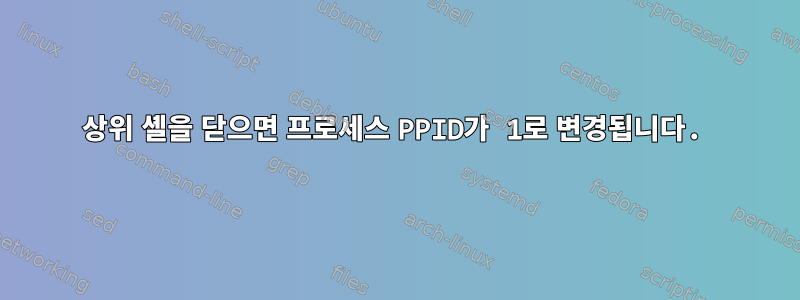 상위 셸을 닫으면 프로세스 PPID가 1로 변경됩니다.