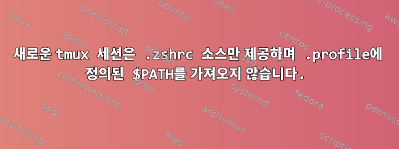 새로운 tmux 세션은 .zshrc 소스만 제공하며 .profile에 정의된 $PATH를 가져오지 않습니다.