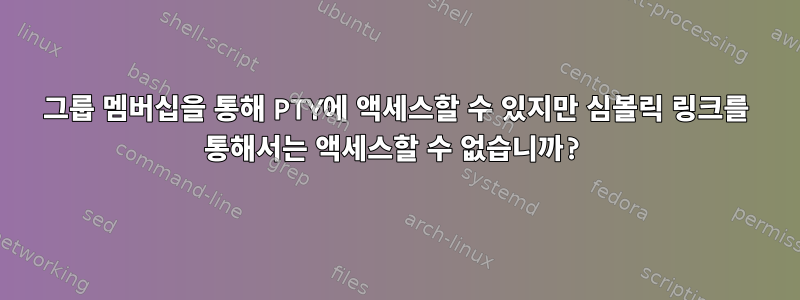 그룹 멤버십을 통해 PTY에 액세스할 수 있지만 심볼릭 링크를 통해서는 액세스할 수 없습니까?