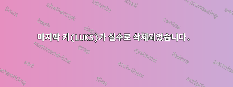 마지막 키(LUKS)가 실수로 삭제되었습니다.