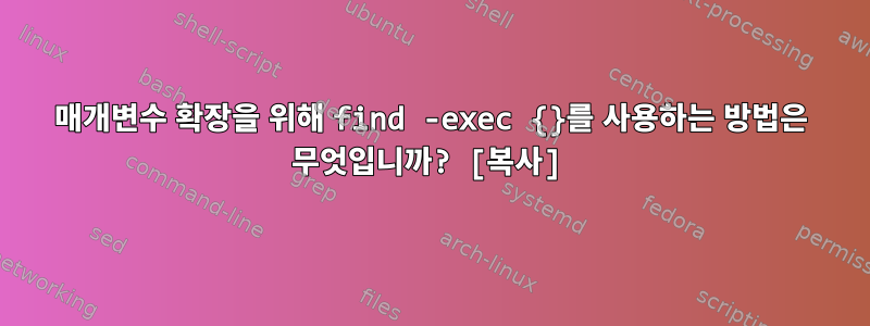 매개변수 확장을 위해 find -exec {}를 사용하는 방법은 무엇입니까? [복사]