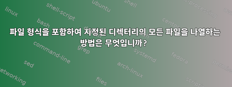 파일 형식을 포함하여 지정된 디렉터리의 모든 파일을 나열하는 방법은 무엇입니까?