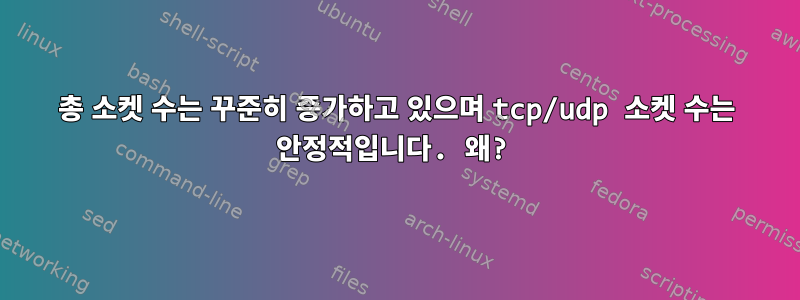 총 소켓 수는 꾸준히 증가하고 있으며 tcp/udp 소켓 수는 안정적입니다. 왜?