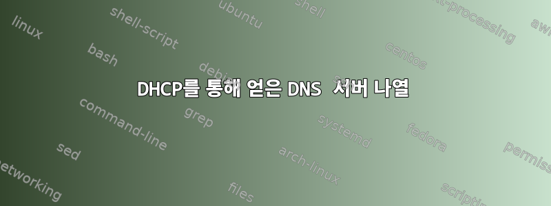 DHCP를 통해 얻은 DNS 서버 나열