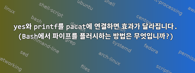 yes와 printf를 pacat에 연결하면 효과가 달라집니다. (Bash에서 파이프를 플러시하는 방법은 무엇입니까?)