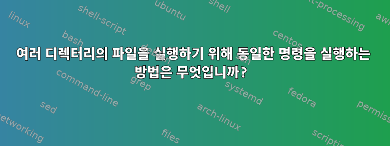 여러 디렉터리의 파일을 실행하기 위해 동일한 명령을 실행하는 방법은 무엇입니까?