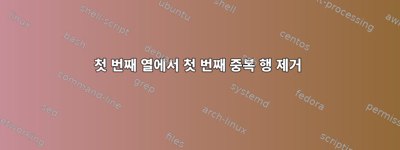 첫 번째 열에서 첫 번째 중복 행 제거