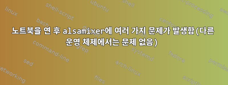 노트북을 연 후 alsamixer에 여러 가지 문제가 발생함(다른 운영 체제에서는 문제 없음)