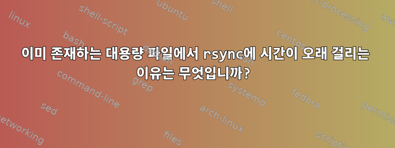 이미 존재하는 대용량 파일에서 rsync에 시간이 오래 걸리는 이유는 무엇입니까?