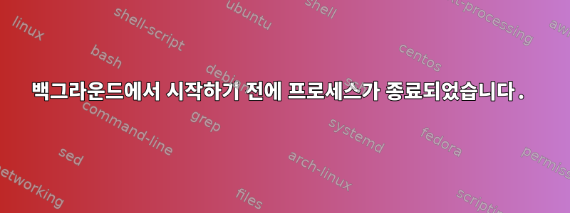 백그라운드에서 시작하기 전에 프로세스가 종료되었습니다.