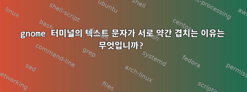 gnome 터미널의 텍스트 문자가 서로 약간 겹치는 이유는 무엇입니까?