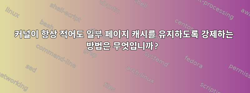 커널이 항상 적어도 일부 페이지 캐시를 유지하도록 강제하는 방법은 무엇입니까?