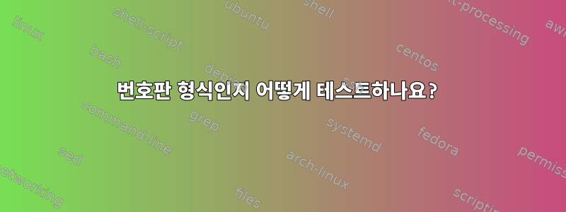 번호판 형식인지 어떻게 테스트하나요?