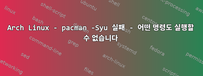 Arch Linux - pacman -Syu 실패 - 어떤 명령도 실행할 수 없습니다