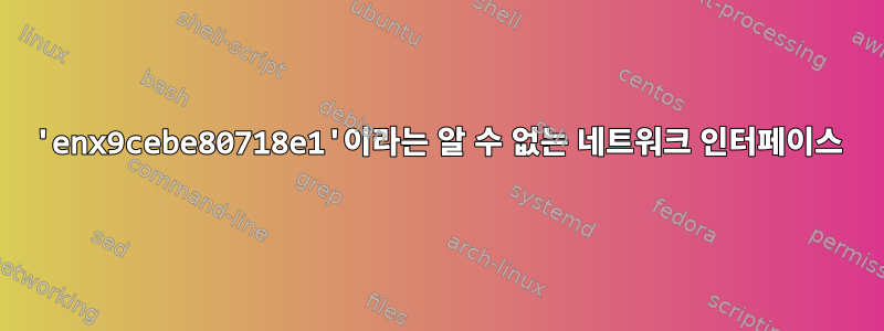 'enx9cebe80718e1'이라는 알 수 없는 네트워크 인터페이스